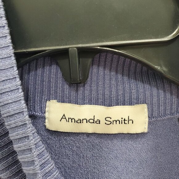 Amanda Smith Women's Vintage Steel Blue Silk Blend Sleeveless Mock Neck Shell M - Picture 4 of 7